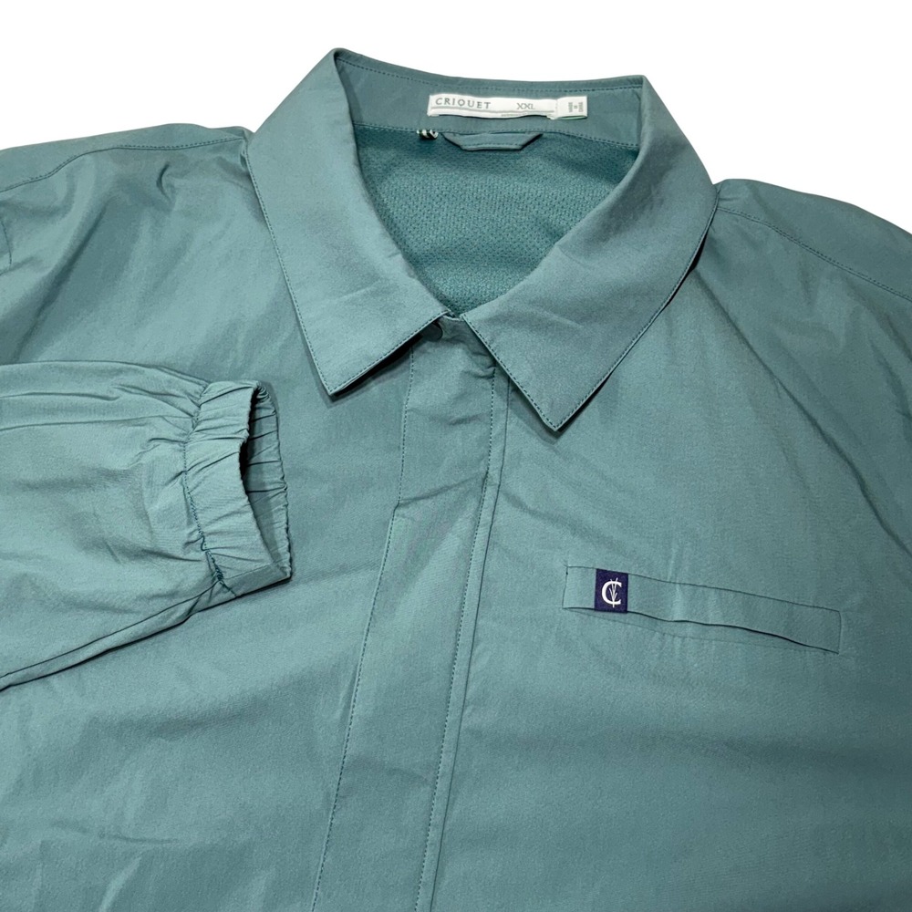 Criquet Mens Coaches Jacket XXL Seafoam Green Full Zip Mesh Lined Golf RN132201